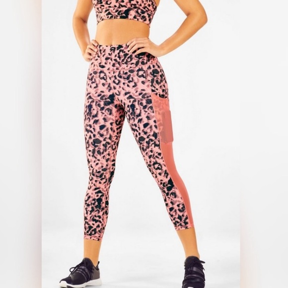 Fabletics Powerhold leggings: pink leopard print - Picture 1 of 6